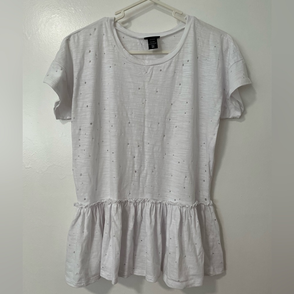 Torrid White Destructed Burnout Peplum Top Sz 00